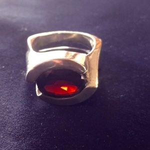 Sterling Silver and Garnet Ring
